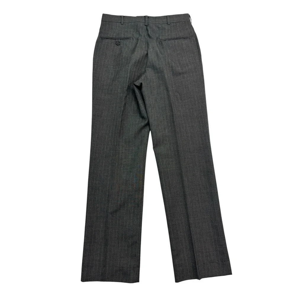 vtg Gray Pinstripe 38R 31x32 Oakton Ltd Wool Blend 2pc Pant Suit USA Flat Front